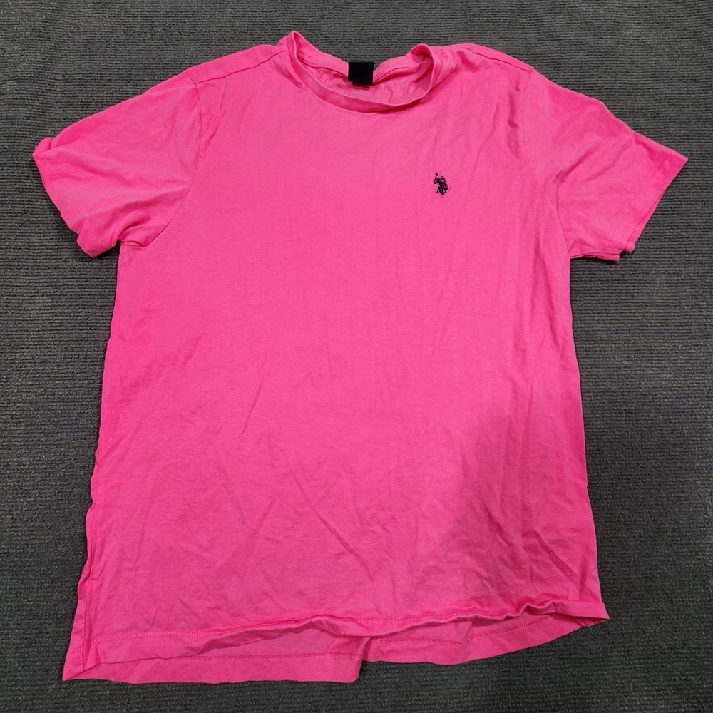 US Polo Assn T-Shirt Mens Large Pink Embroidered Logo Short Sleeve Casual